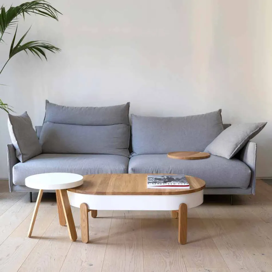 Mesa de centro de diseño en madera maciza y metal lacado - Salerno viadurini