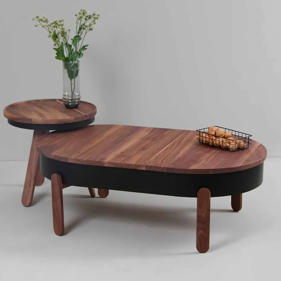 Mesa de centro de diseño en madera maciza y metal lacado - Salerno viadurini