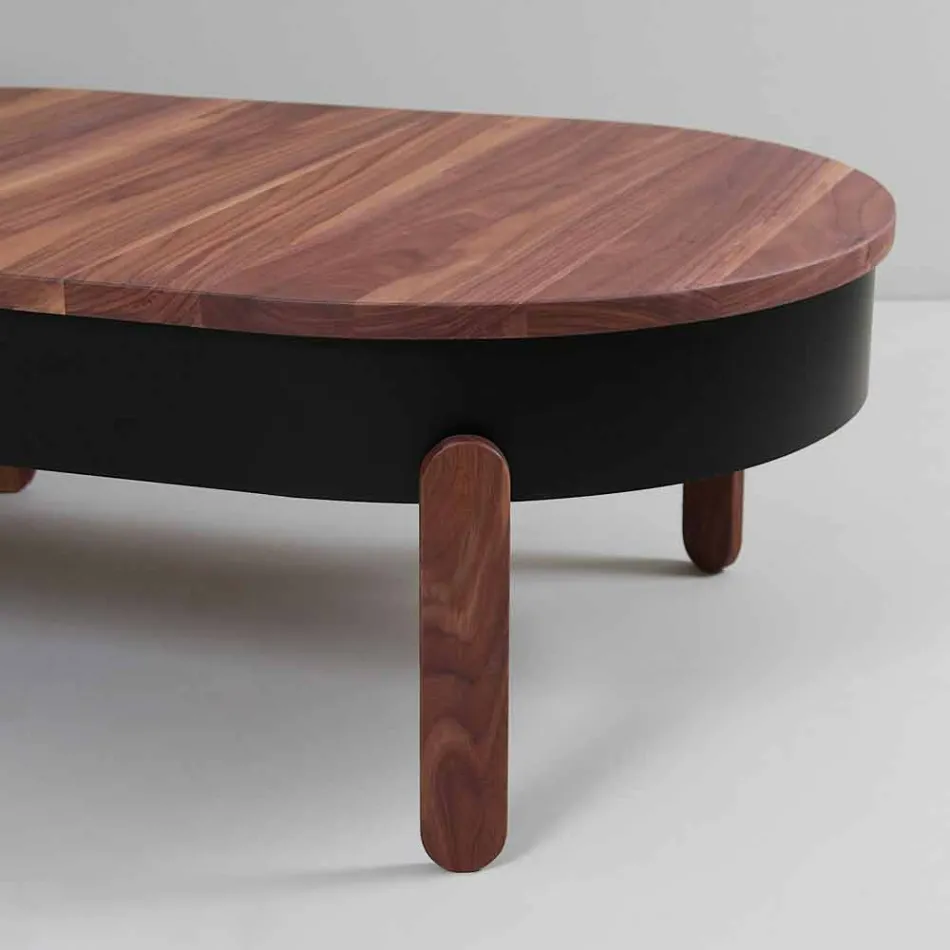 Mesa de centro de diseño en madera maciza y metal lacado - Salerno viadurini