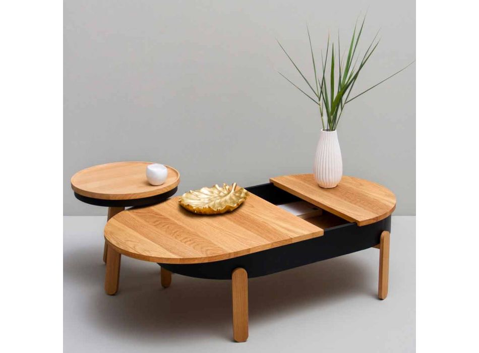 Mesa de centro de diseño en madera maciza y metal lacado - Salerno viadurini