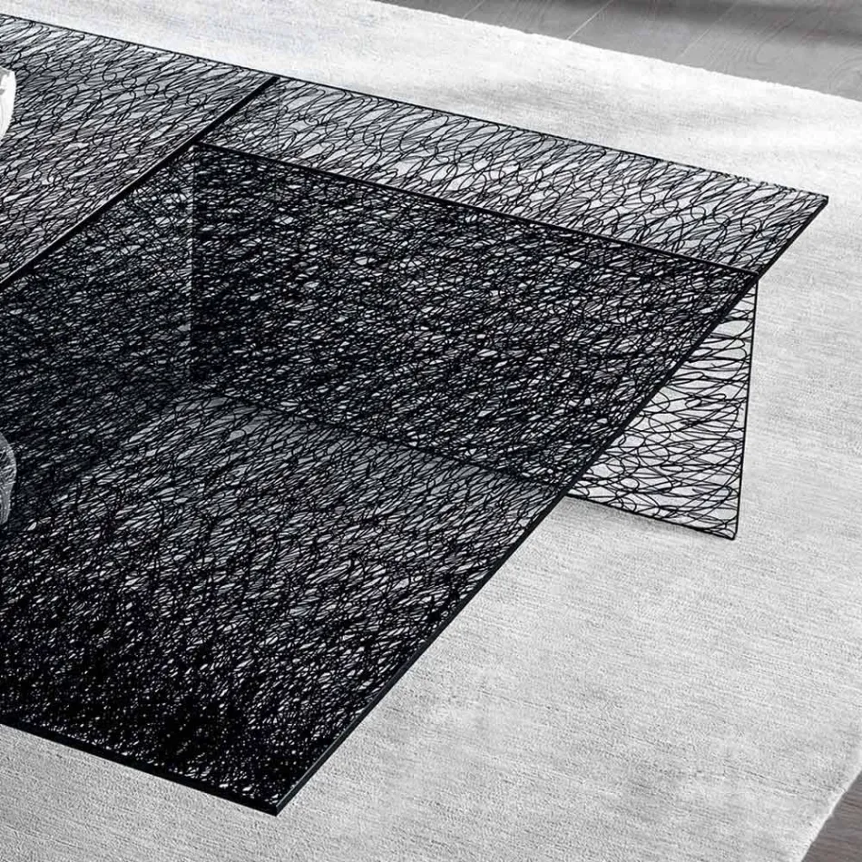 Mesa de centro de diseño Extralight Vidrio decorado Made in Italy - Sestola viadurini