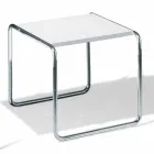 Mesa de centro de acero cromado con tablero laminado Made in Italy - Ariete viadurini