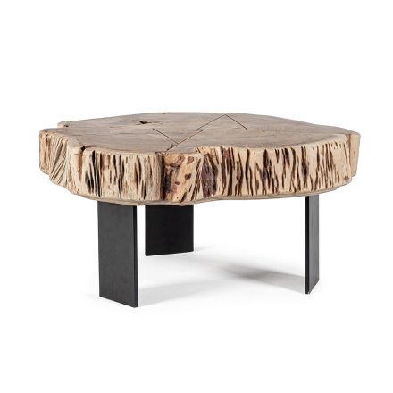 Mesa baja Homemotion de acero y madera de acacia natural - Camala viadurini