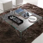 Mesa de centro en cristal transparente extraclaro Made in Italy - Litio viadurini