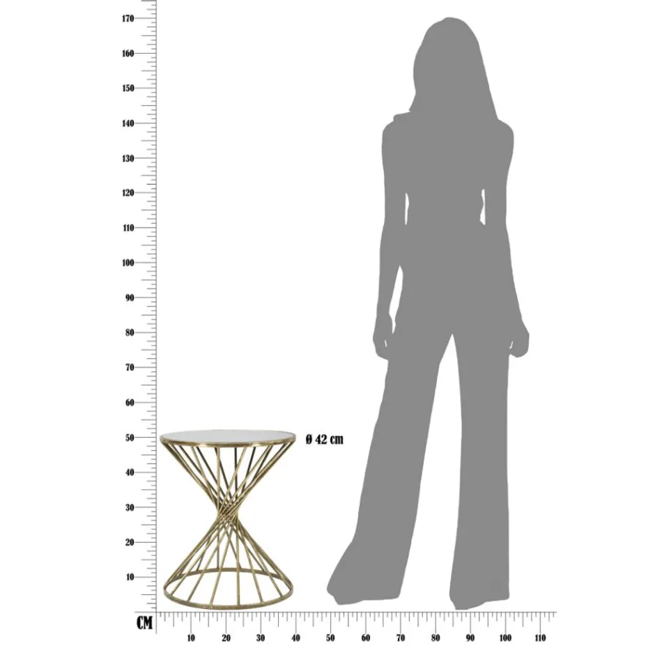 Mesa de centro de hierro dorado con tablero de espejo - Albaricoque viadurini