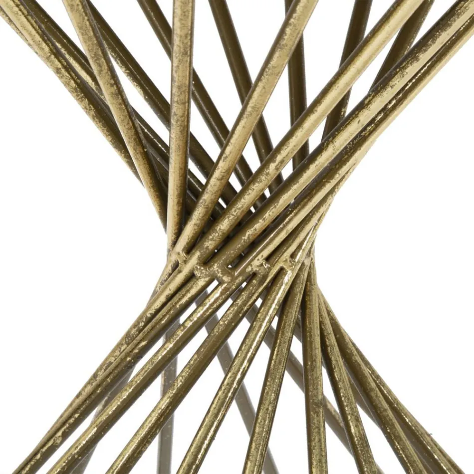 Mesa de centro de hierro dorado con tablero de espejo - Albaricoque viadurini