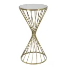 Mesa de centro de hierro dorado con tablero de espejo - Albaricoque viadurini