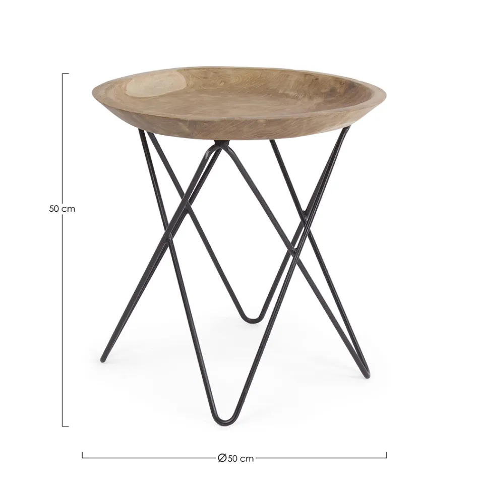 Mesa de centro en madera de teca y acero de diseño industrial - Stiletto viadurini