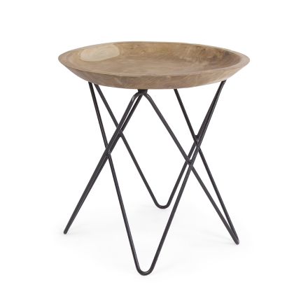 Mesa de centro en madera de teca y acero de diseño industrial - Stiletto viadurini