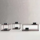 Mesa de centro de metal con tapas de cristal Made in Italy - Fermio viadurini