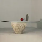 Mesa de centro con sala de piedra y vidrio de estar con un clásico diseño Mytros viadurini
