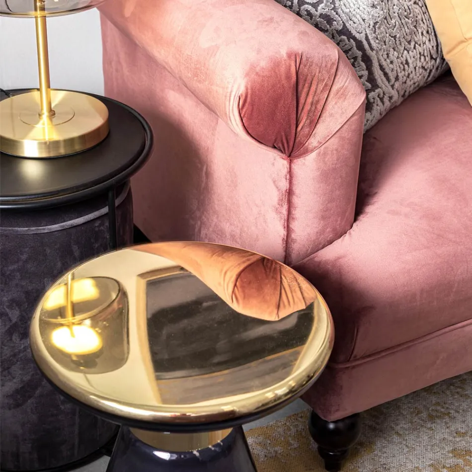 Mesa de centro en vidrio y elegante acero bañado en latón - Torige viadurini