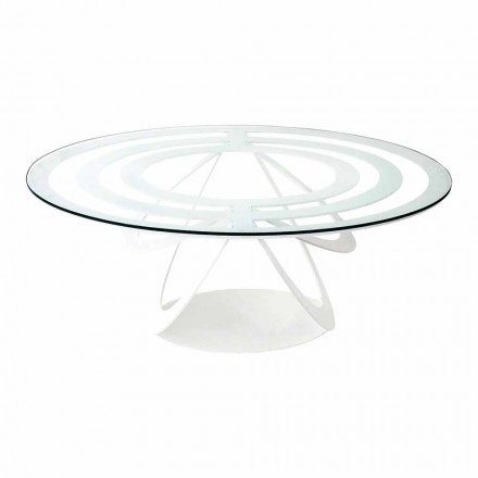Mesa de centro en vidrio y hierro blanco o pizarra Made in Italy - Olfeo viadurini