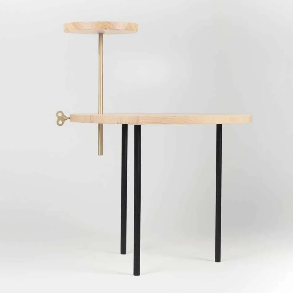 Mesa de centro moderna con tapa redonda de fresno Made in Italy - Velino viadurini