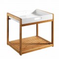 Mesa de centro moderna de madera de bambú con bandeja de MDF blanco - Volly