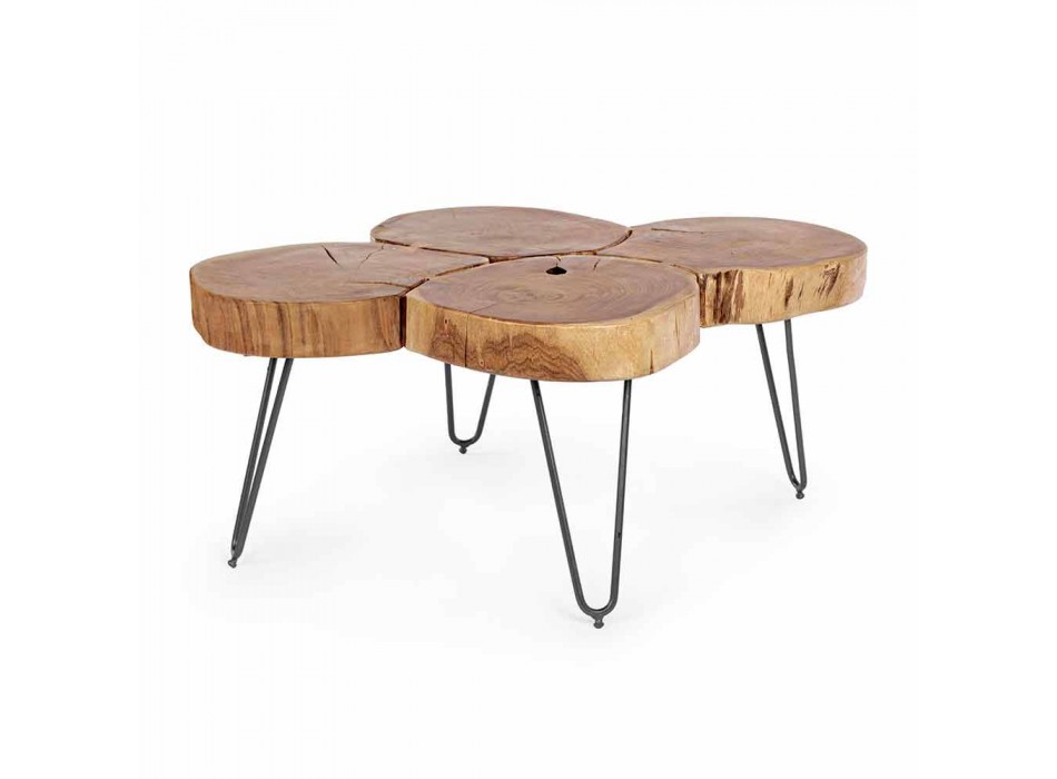 Mesa de centro moderna Homemotion en madera y acero pintado - Severo viadurini