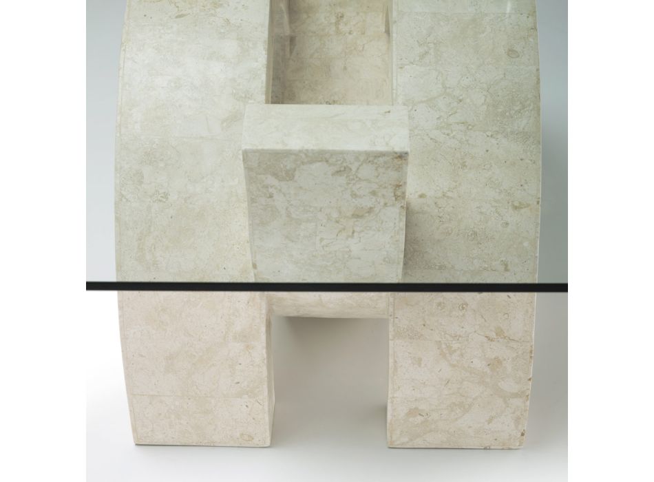 Mesa de centro moderna de piedra y cristal - Austin viadurini