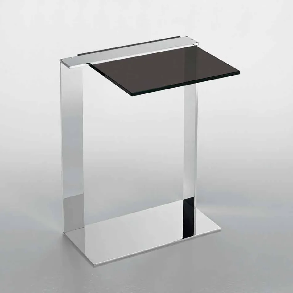Mesa de centro moderna de metal y vidrio ahumado o vidrio transparente Made in Italy - Teilor viadurini