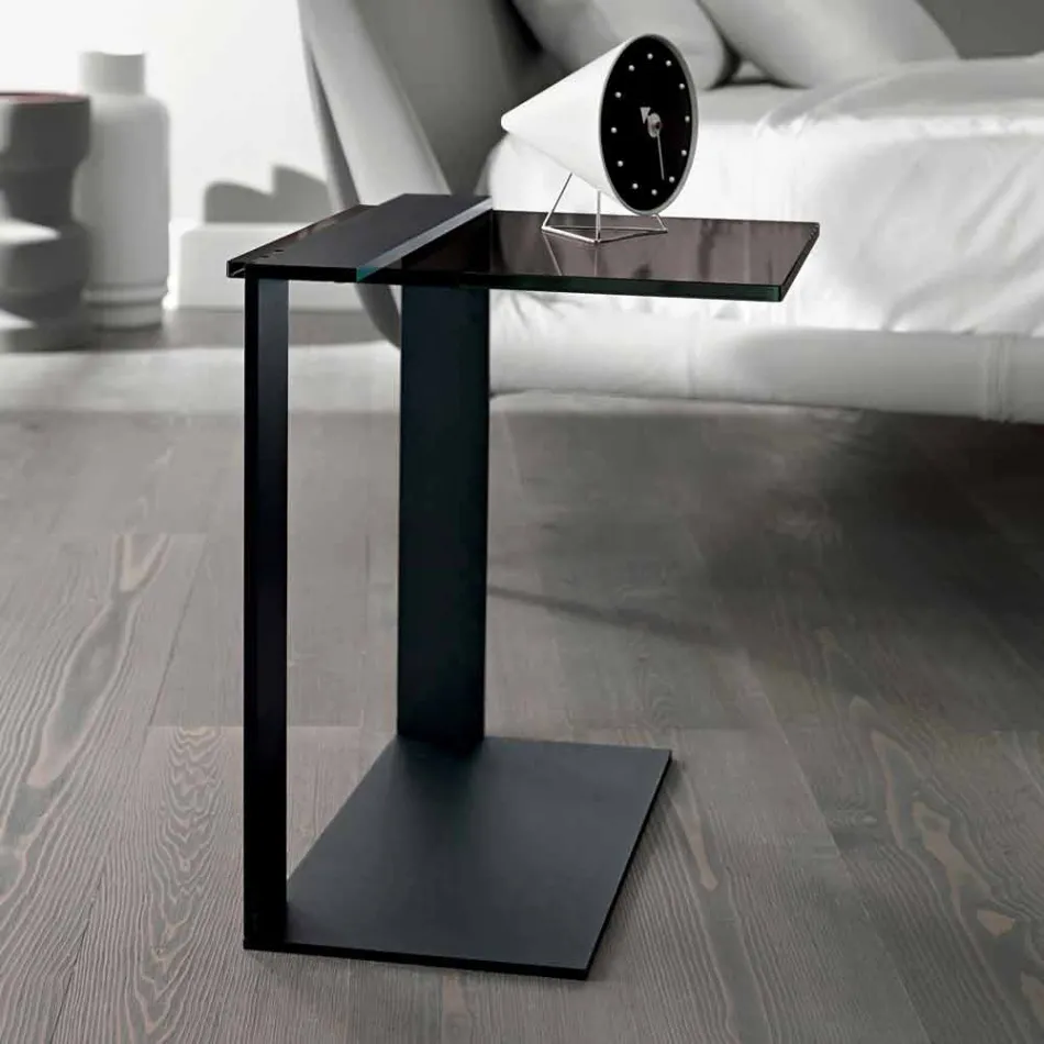 Mesa de centro moderna de metal y vidrio ahumado o vidrio transparente Made in Italy - Teilor viadurini