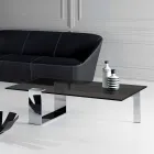 Mesa de centro moderna con tapa de cristal ahumado y base de metal Made in Italy - Scoby viadurini