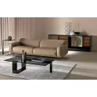 Mesa de centro moderna con tapa de cristal ahumado y base de metal Made in Italy - Scoby viadurini