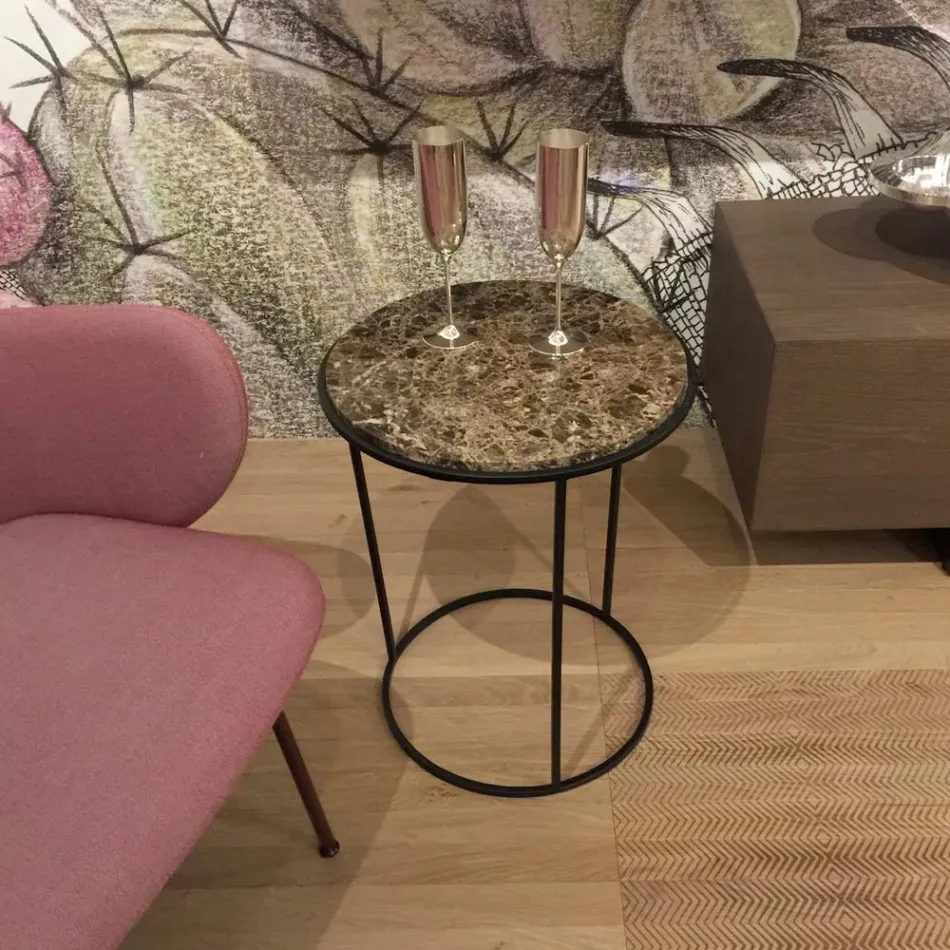 Mesa de centro redonda moderna en metal y mármol de alta calidad - Raphael viadurini