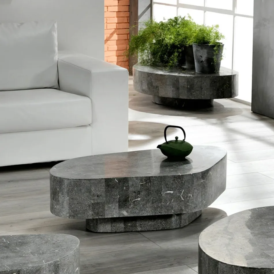 Mesa de centro moderna con forma de piedra fósil - Bowie viadurini