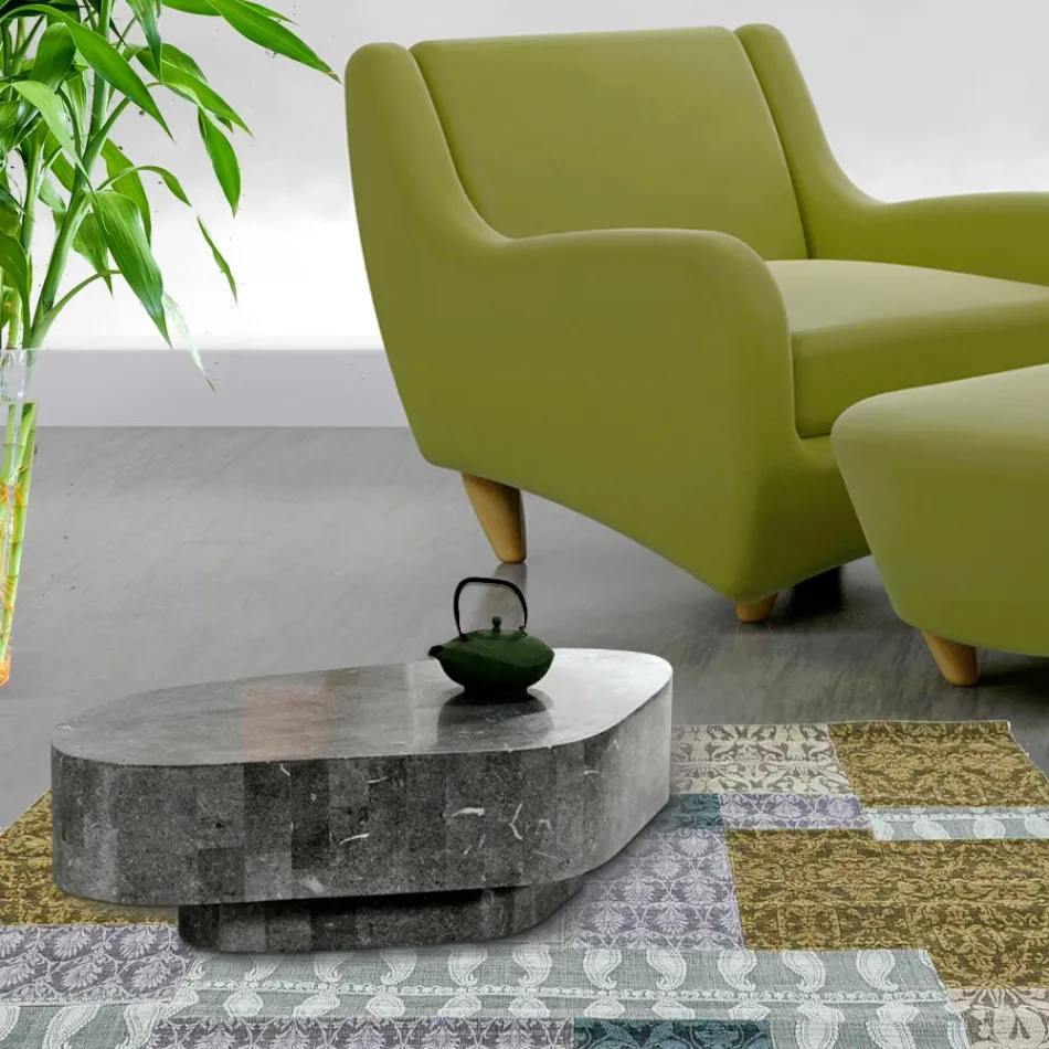 Mesa de centro moderna con forma de piedra fósil - Bowie viadurini