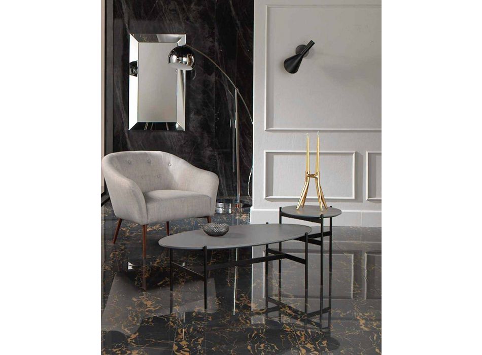 Mesa de salón ovalada de diseño moderno con encimera de cerámica - Donatella viadurini