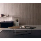 Mesa de centro ovalada en metal y tapa de madera bicolor - Comacchio viadurini