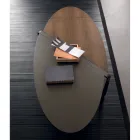 Mesa de centro ovalada en metal y tapa de madera bicolor - Comacchio viadurini