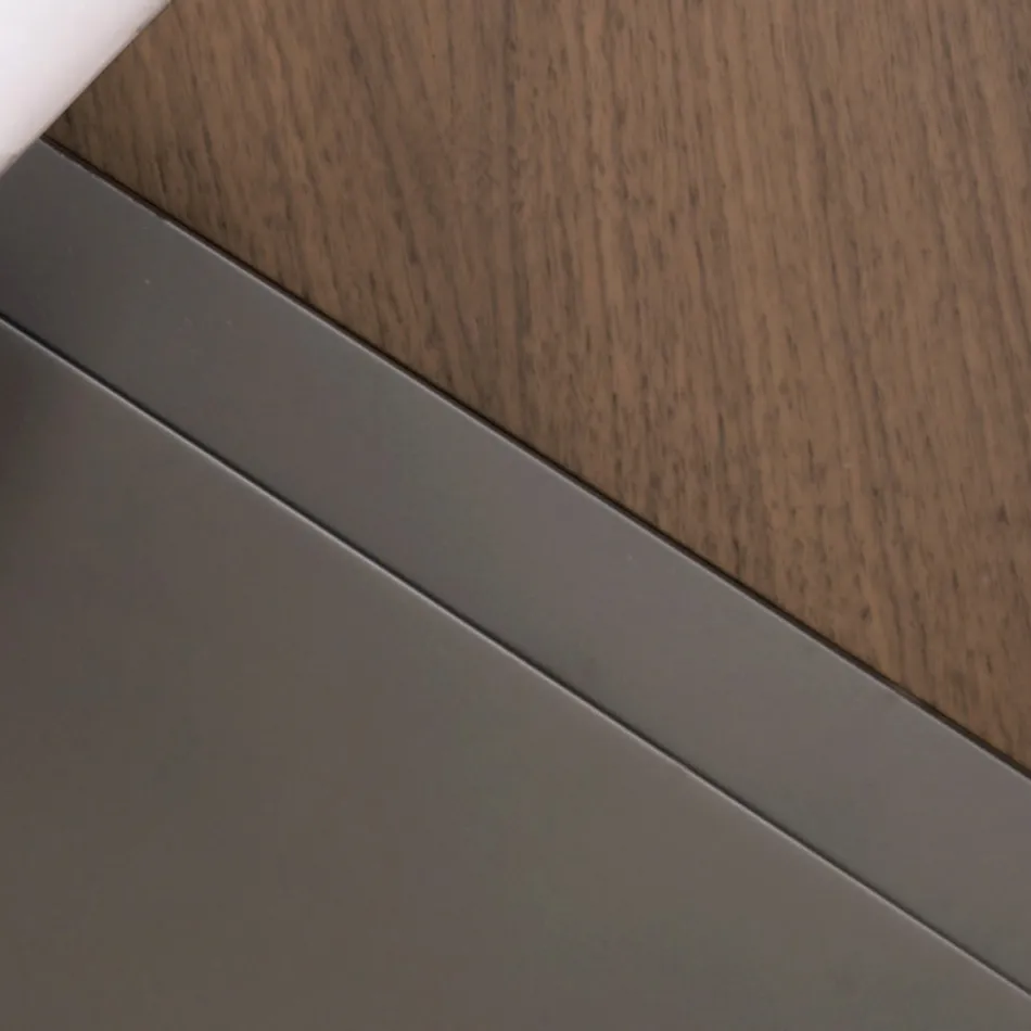 Mesa de centro ovalada en metal y tapa de madera bicolor - Comacchio viadurini