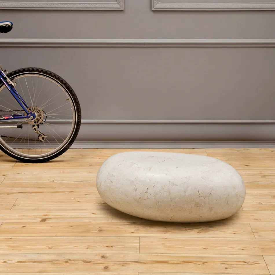 Mesa de centro ovalada de piedra fósil blanca - Alfred viadurini