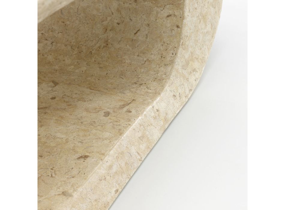 Mesa de centro / soporte para TV en piedra fósil de ágata blanca - Davis viadurini