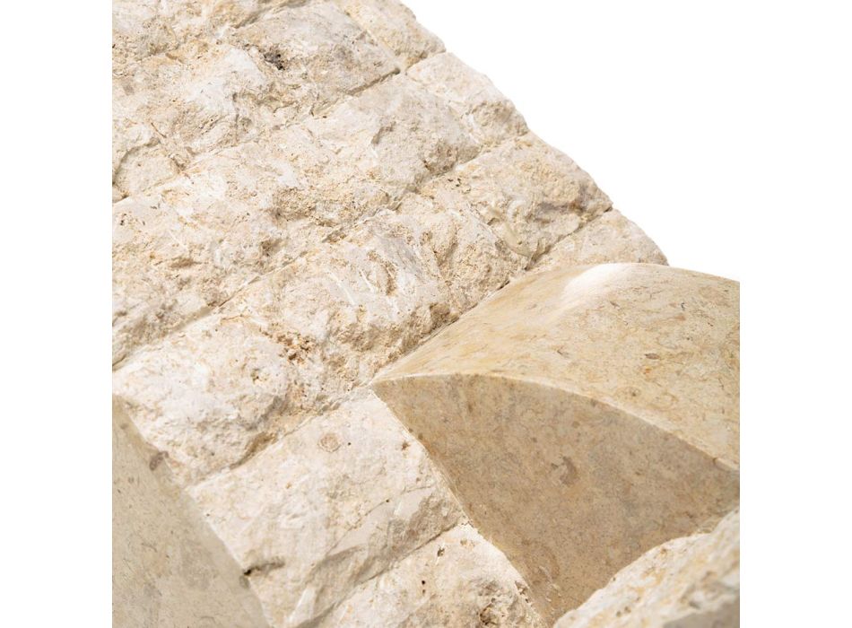 Mesa de centro rectangular con base de piedra fósil blanca - Gardenia viadurini
