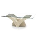 Mesa de centro rectangular con base de piedra fósil blanca - Gardenia