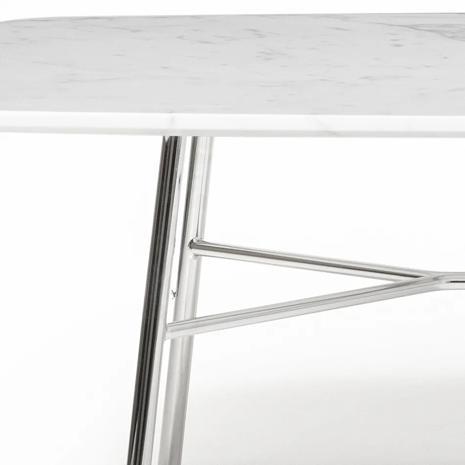Mesa de Centro Rectangular con Tapa de Mármol Made in Italy - Makino viadurini
