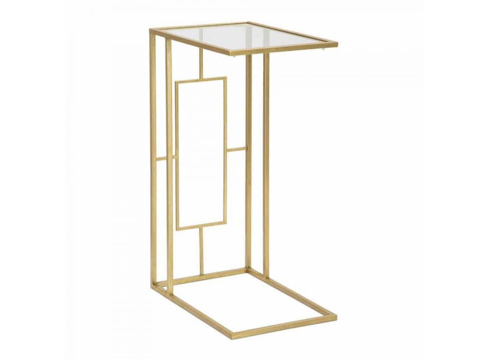 Mesa de centro rectangular de hierro y vidrio modernos - Albertino viadurini