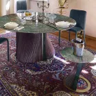 Mesa de centro redonda de diseño en gres y fresno Made in Italy - Bering viadurini