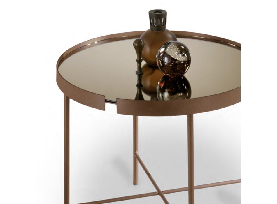 Mesa de centro redonda en vidrio y metal Made in Italy - Marimo viadurini