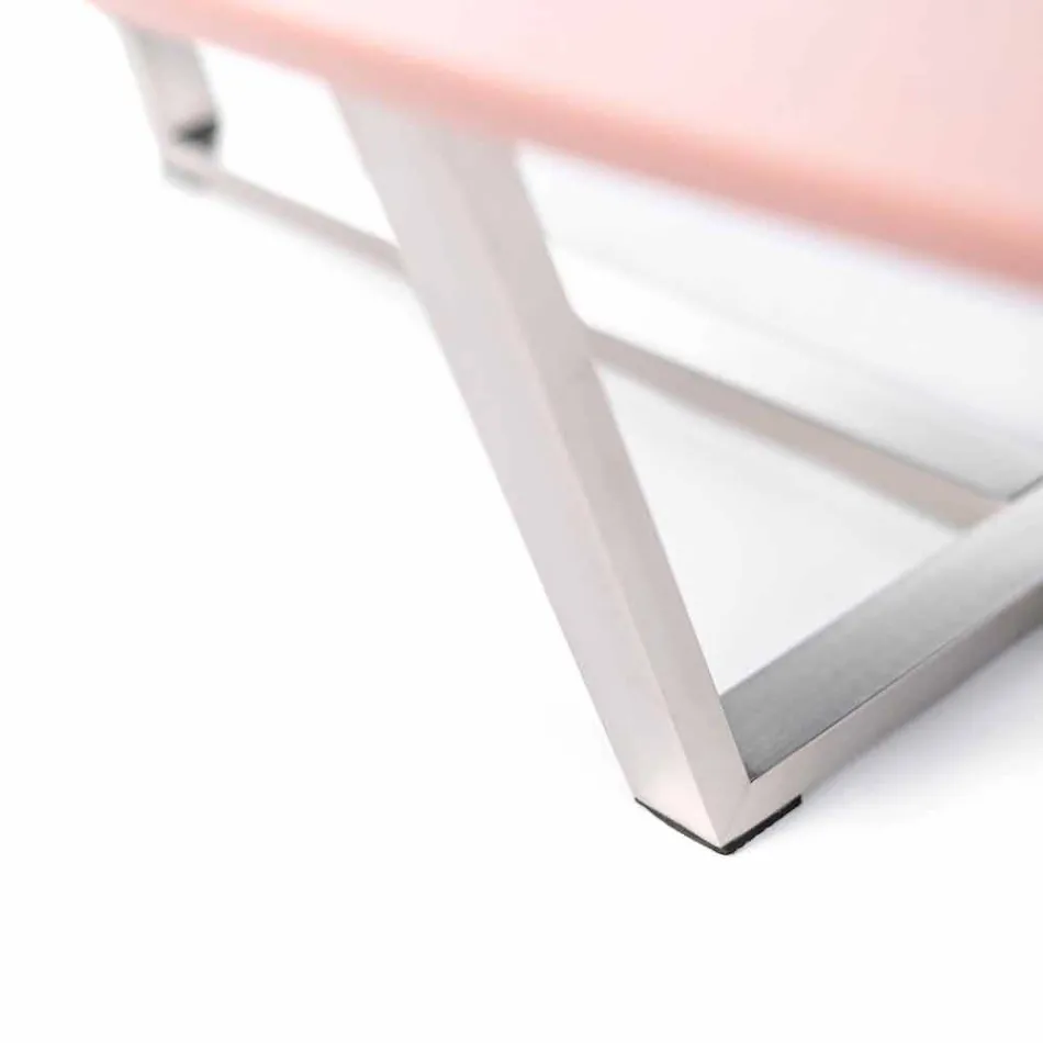 Mesa de salón moderna en forma de Mdf y metal cromado - Pimpa viadurini