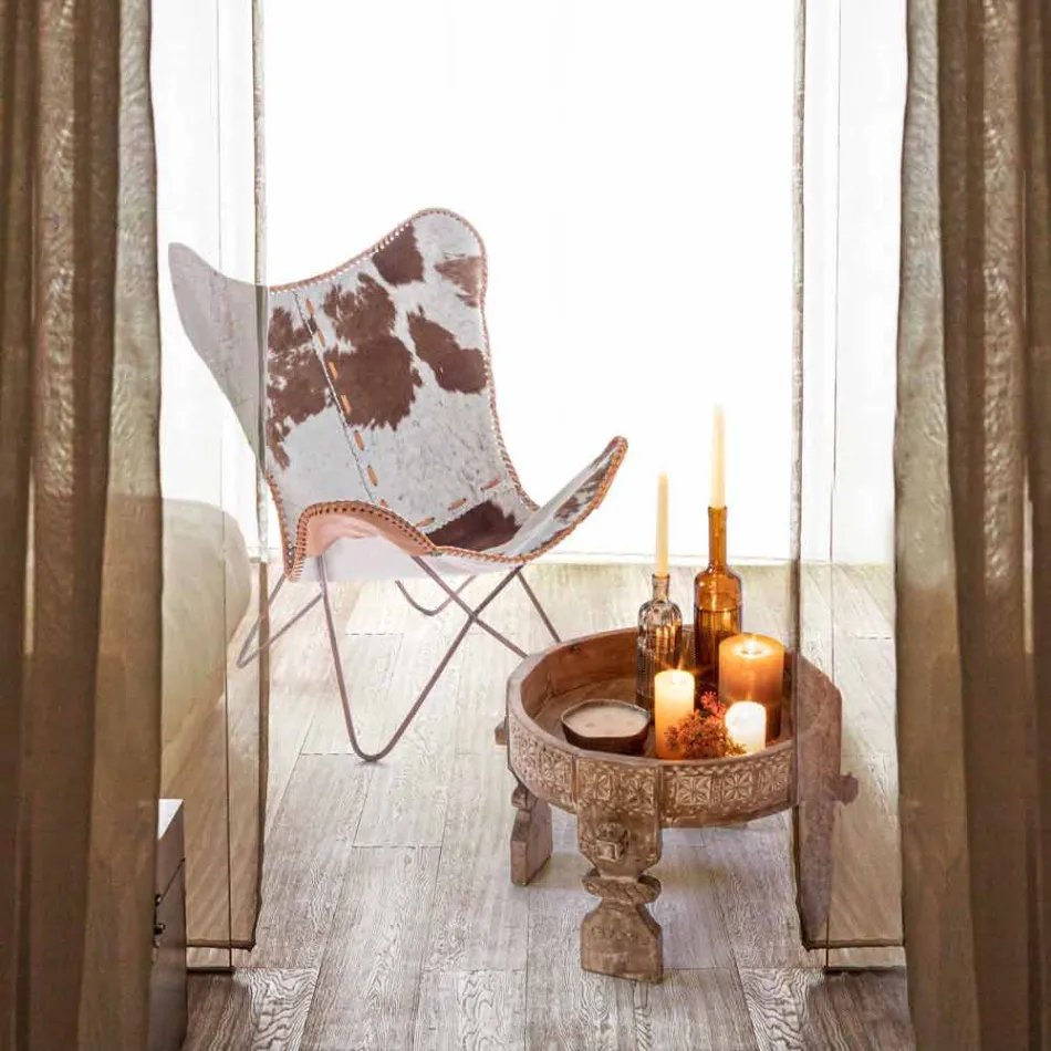 Mesa de centro de estilo rústico Homemotion en madera de mango - Sania viadurini