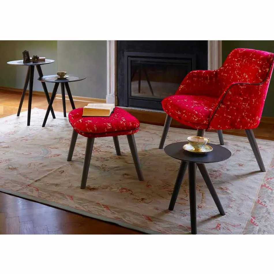 Mesa de centro redonda de madera lacada en negro gris Made in Italy - Stuttgart viadurini