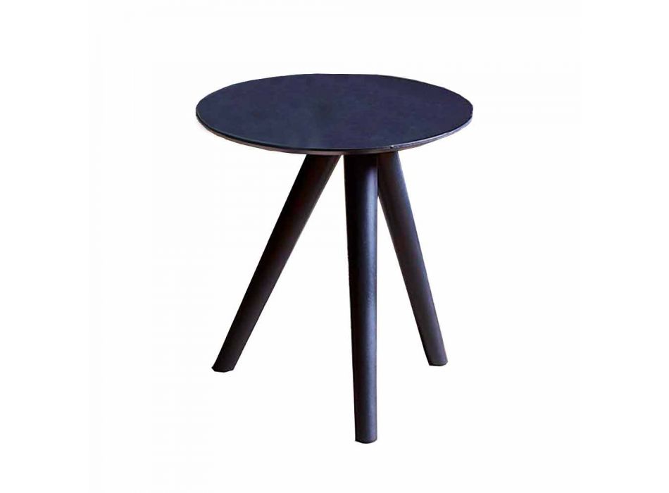 Mesa de centro redonda de madera lacada en negro gris Made in Italy - Stuttgart viadurini