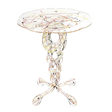 Mesa de centro redonda de plexiglás transparente y tapa de color - Phosphorus viadurini