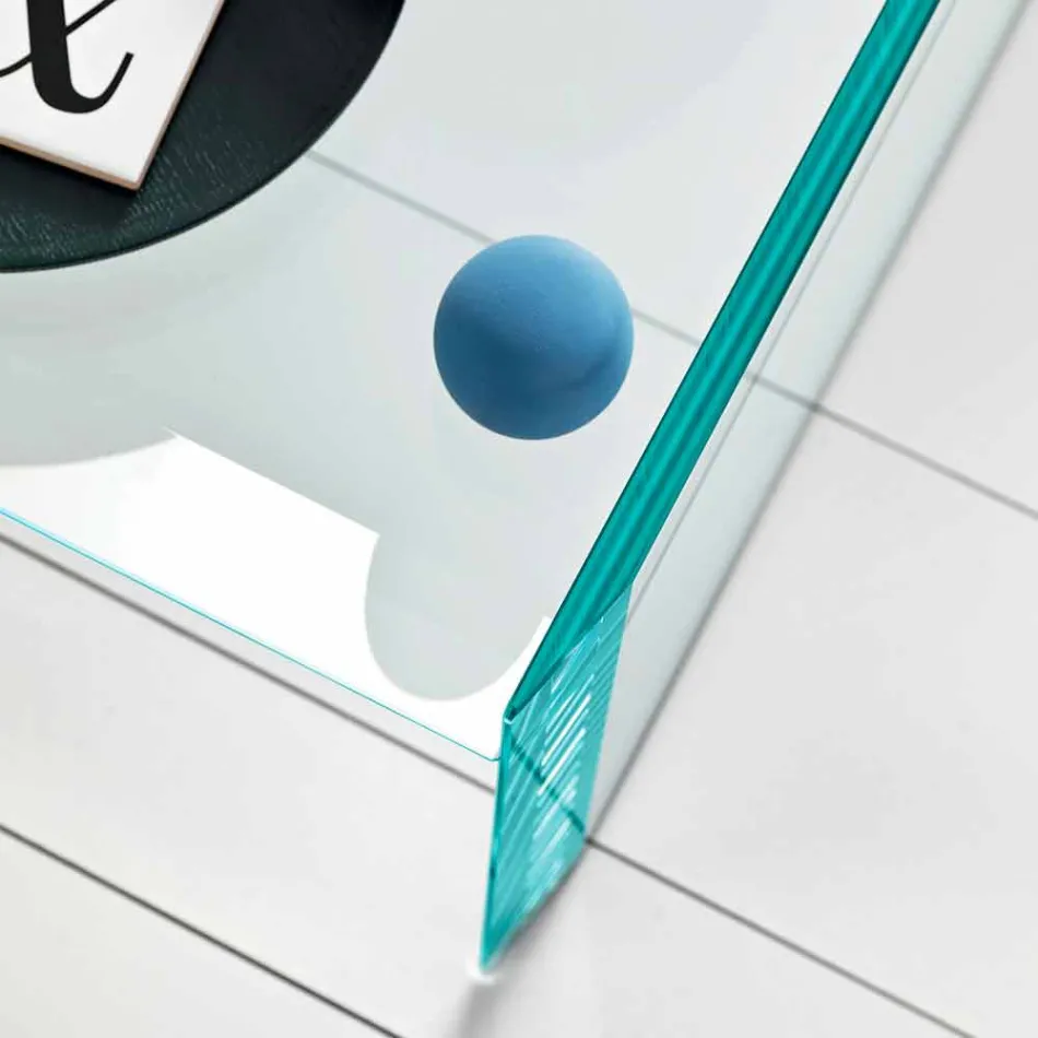 Mesita de vidrio extra claro con bisel Made in Italy - Imperative viadurini