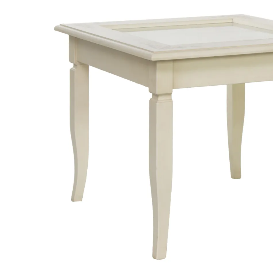 Mesita de salón con tablón de anuncios tapizado en vidrio Made in Italy - Demetra viadurini