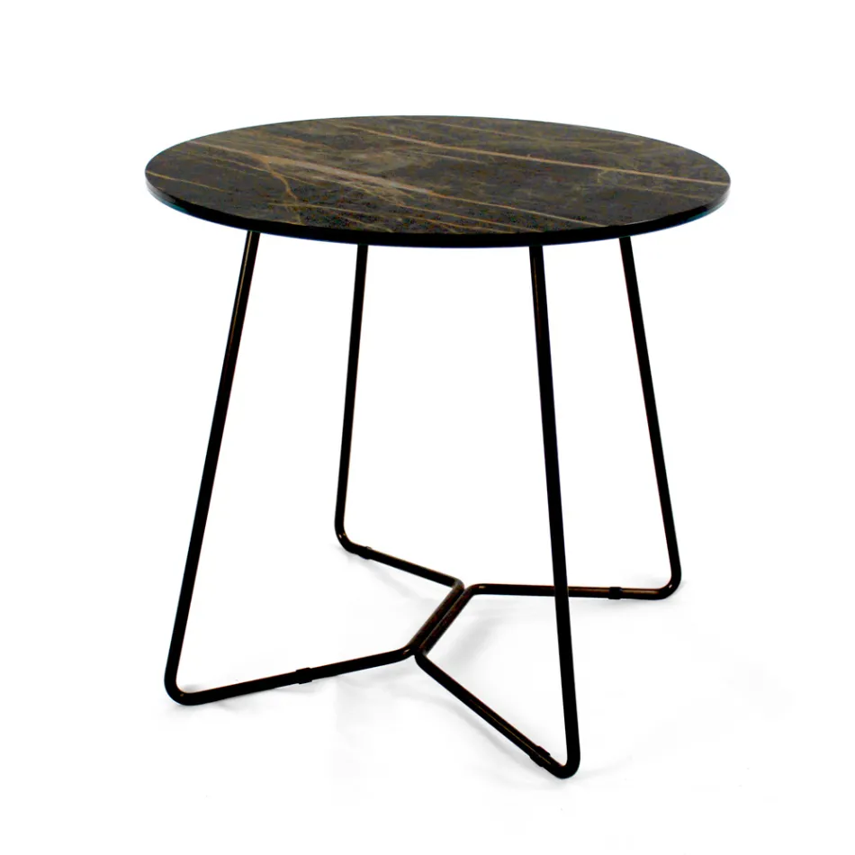 Mesa de centro redonda con tapa de gres porcelánico Made in Italy - Paini viadurini