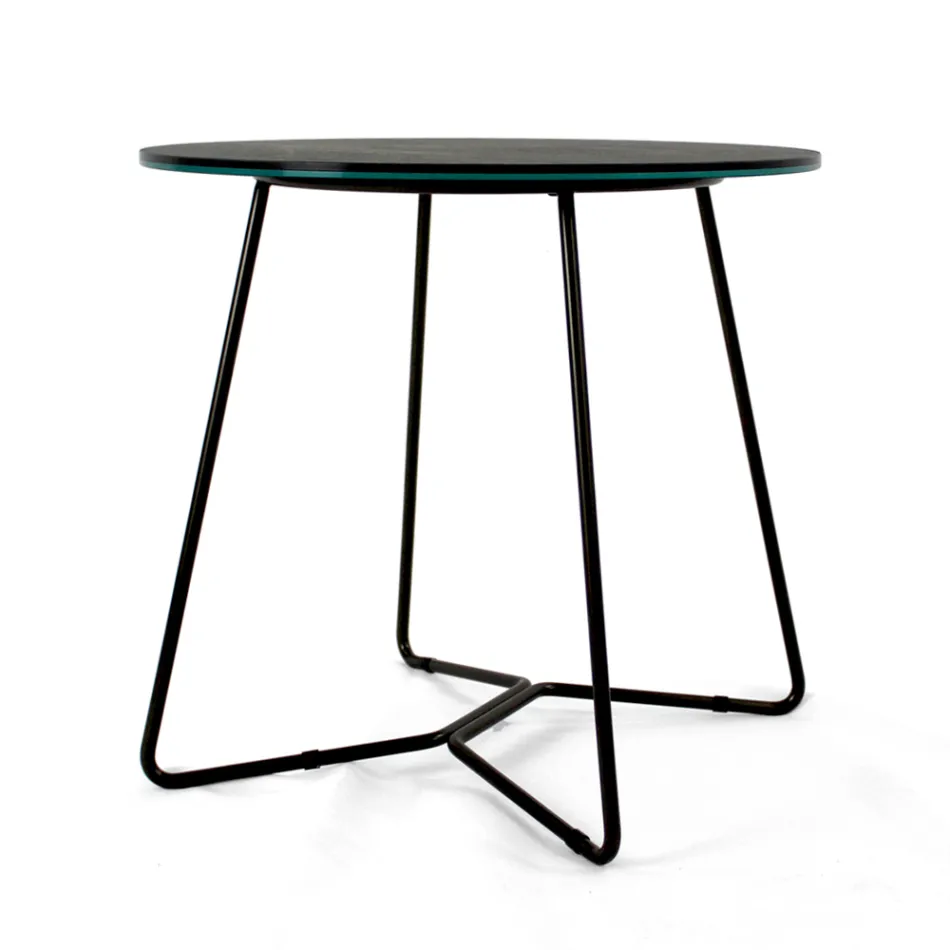 Mesa de centro redonda con tapa de gres porcelánico Made in Italy - Paini viadurini