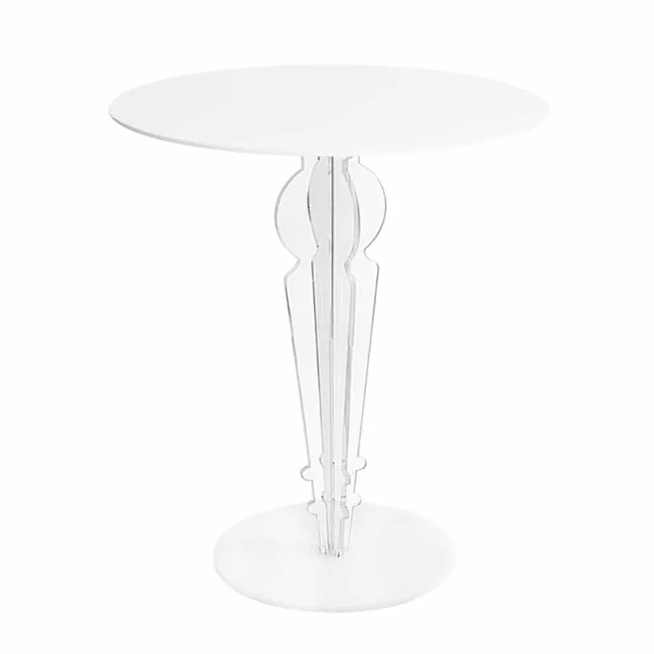 Mesa de centro de diseño clásico, en vidrio acrílico H 64cm, Cles viadurini